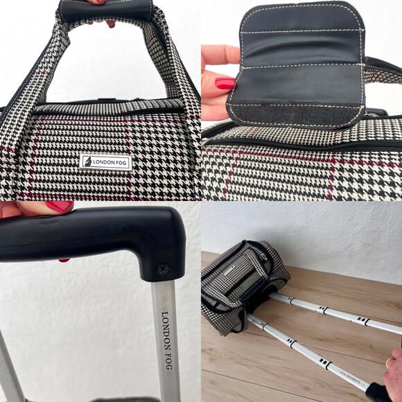 London Fog Under the Seat Carryon Sheffield Roller Bag 15IN Houndstooth #1470 - Picture 8 of 16